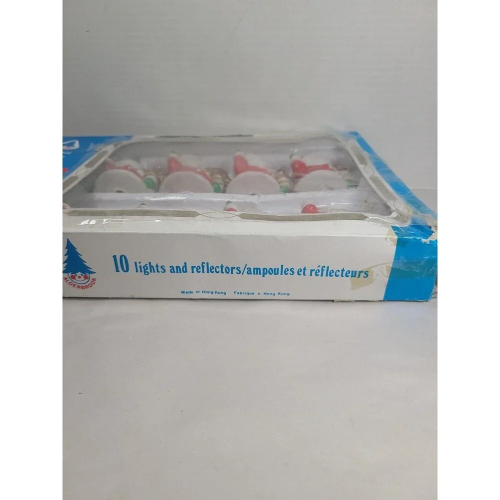 10 Vintage SANTA CLAUS Blow Mold String Light Covers Alderbrook Hong Kong